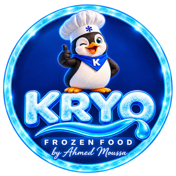 اللوجو الدائري المعتمد: بطريق كريو الشيف وحروف KRYO التلجية و FROZEN FOOD by Ahmed Moussa